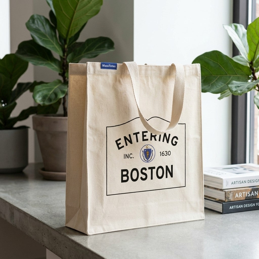 Entering Boston, Massachusetts Canvas Tote Bag - Everyday In-Situ View - Sunlit Environment