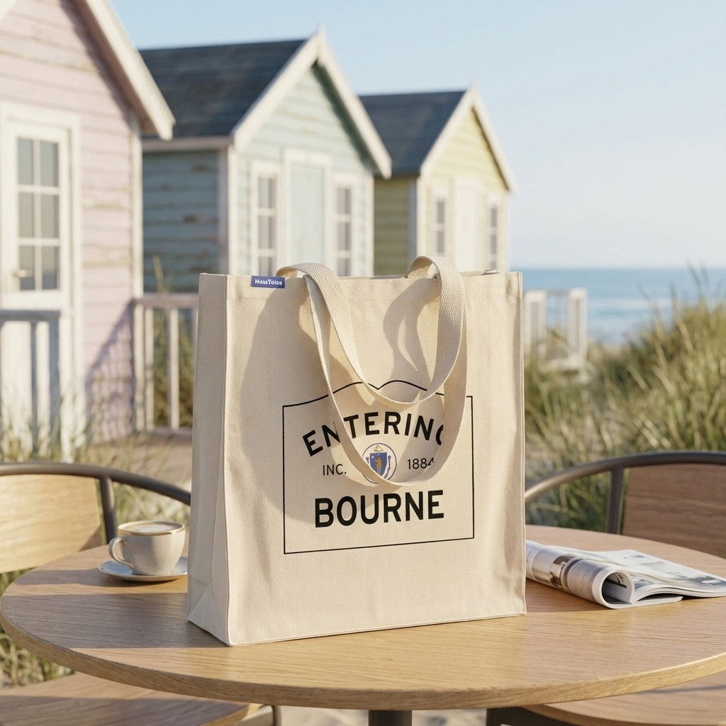 Entering Bourne, Massachusetts Canvas Tote Bag - Everyday In-Situ View - Sunlit Environment