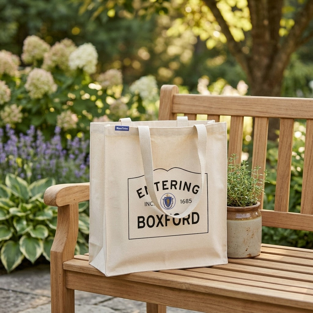 Entering Boxford, Massachusetts Canvas Tote Bag - Everyday In-Situ View - Sunlit Environment