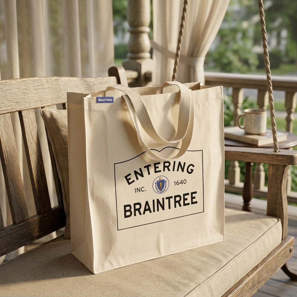 Entering Braintree, Massachusetts Canvas Tote Bag - Everyday In-Situ View - Sunlit Environment