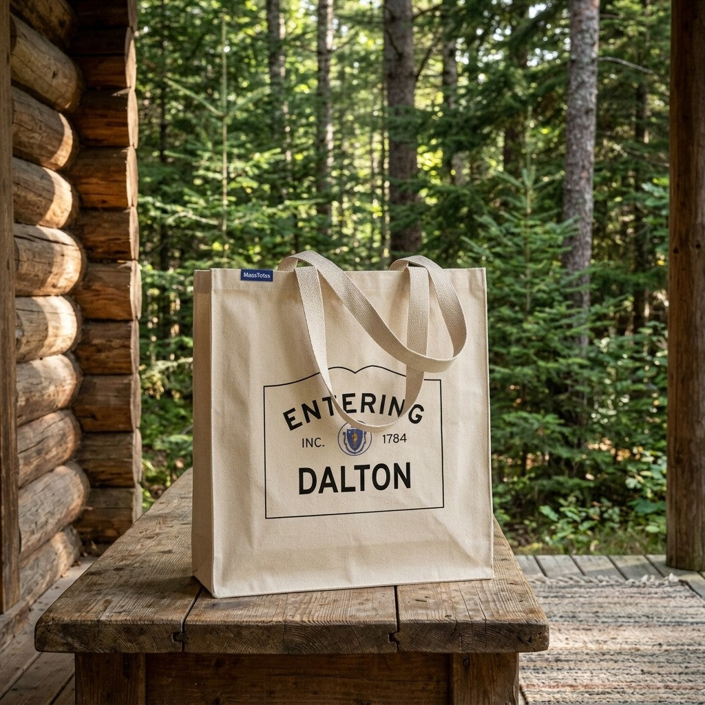Entering Dalton, Massachusetts Canvas Tote Bag - Everyday In-Situ View - Sunlit Environment