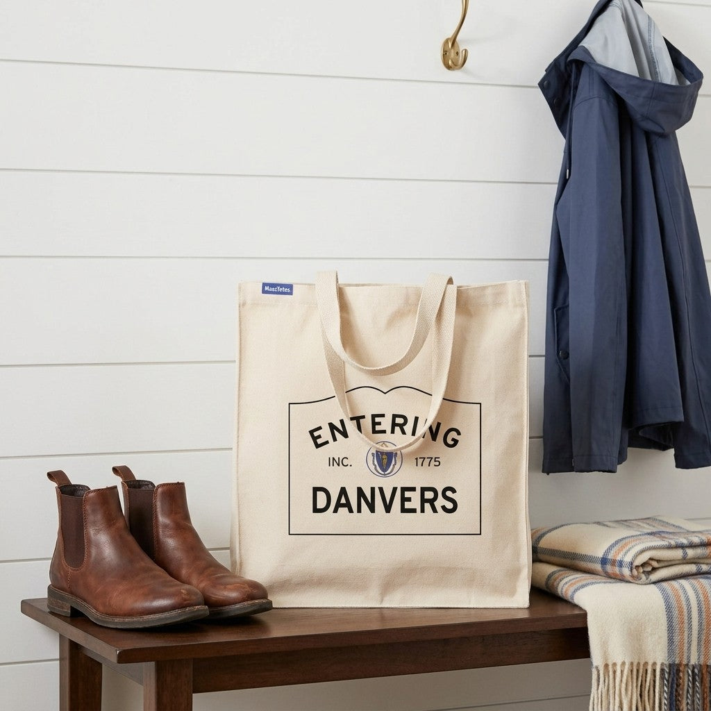Entering Danvers, Massachusetts Canvas Tote Bag - Everyday In-Situ View - Sunlit Environment