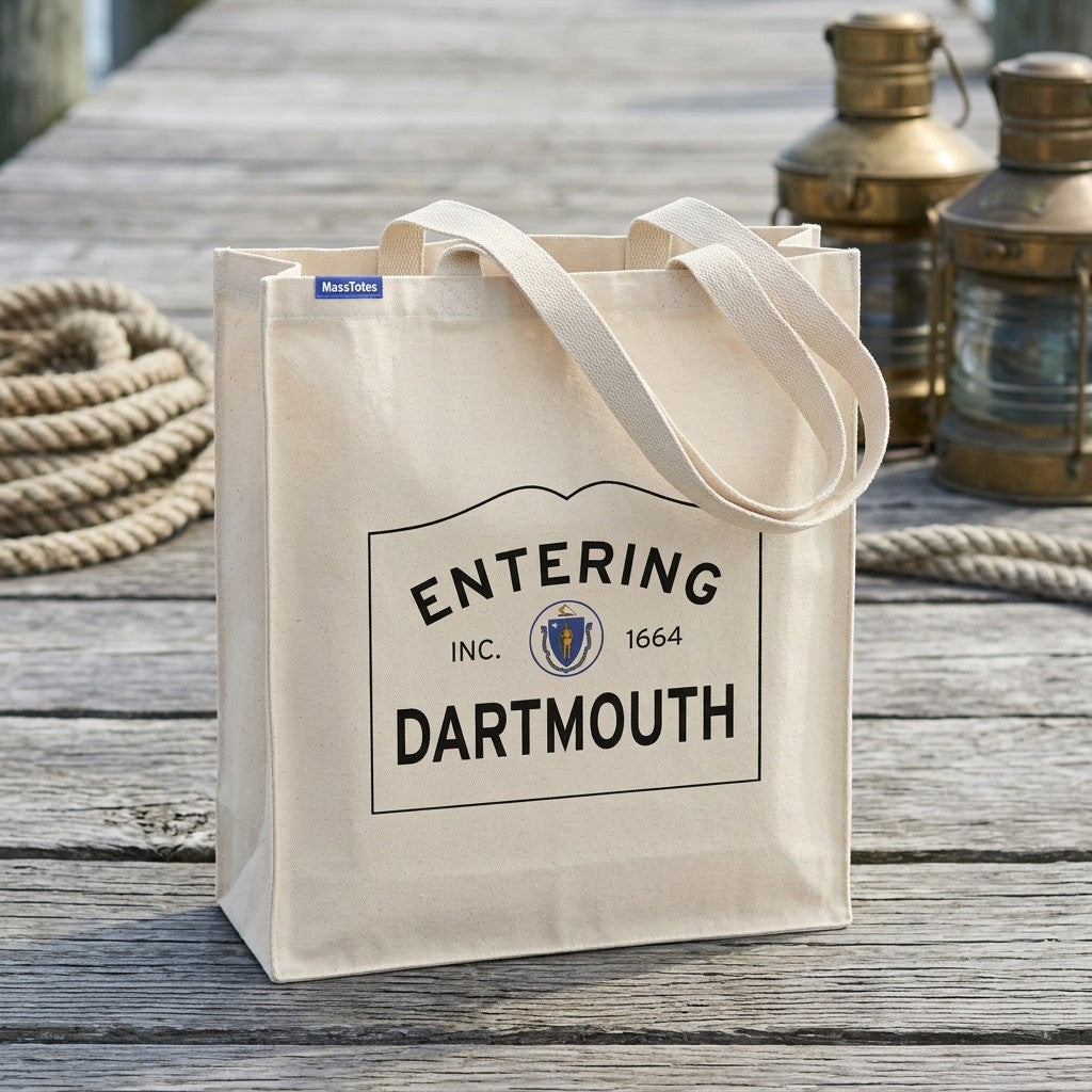 Entering Dartmouth, Massachusetts Canvas Tote Bag - Everyday In-Situ View - Sunlit Environment