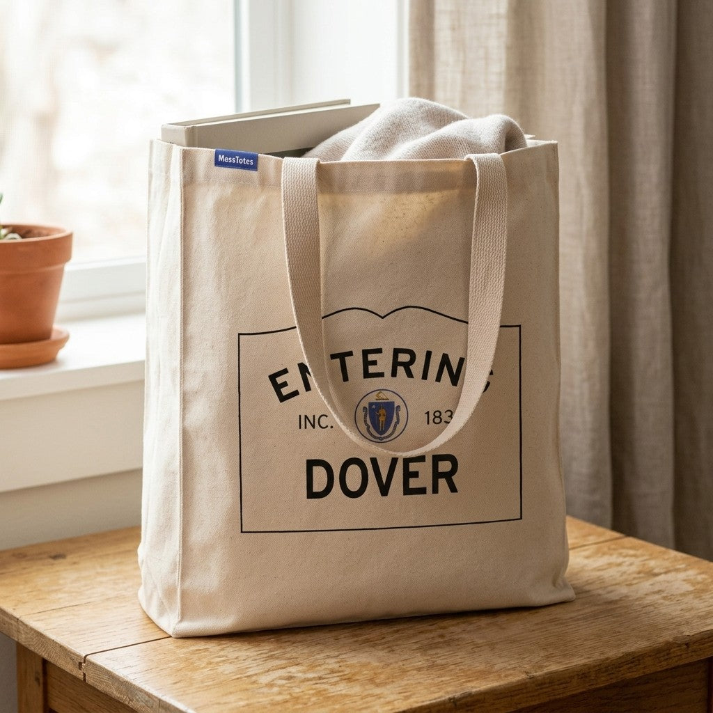 Entering Dover, Massachusetts Canvas Tote Bag - Outdoor In-Situ View - Scenic Atmosphere
