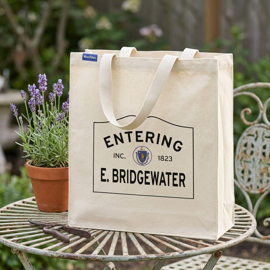 Entering East Bridgewater, Massachusetts Canvas Tote Bag - Everyday In-Situ View - Sunlit Environment