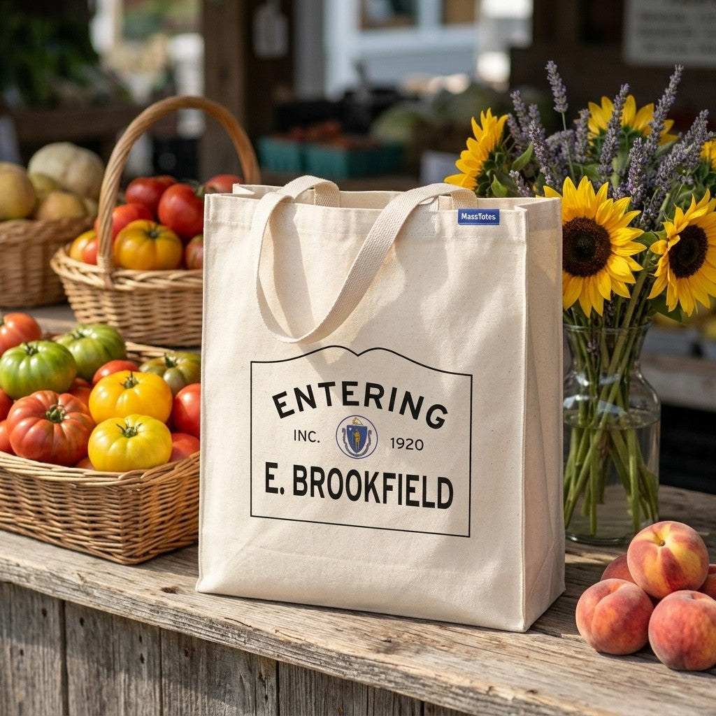 Entering East Brookfield, Massachusetts Canvas Tote Bag - Everyday In-Situ View - Sunlit Environment
