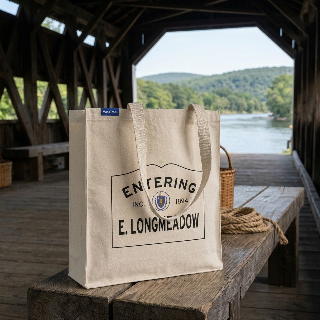 Entering East Longmeadow, Massachusetts Canvas Tote Bag - Everyday In-Situ View - Sunlit Environment