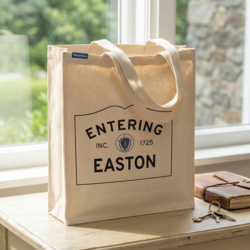Entering Easton, Massachusetts Canvas Tote Bag - Everyday In-Situ View - Sunlit Environment