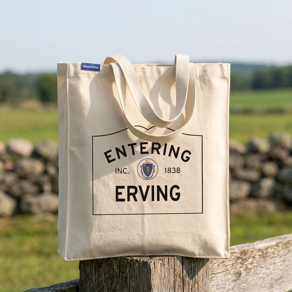 Entering Erving, Massachusetts Canvas Tote Bag - Everyday In-Situ View - Sunlit Environment