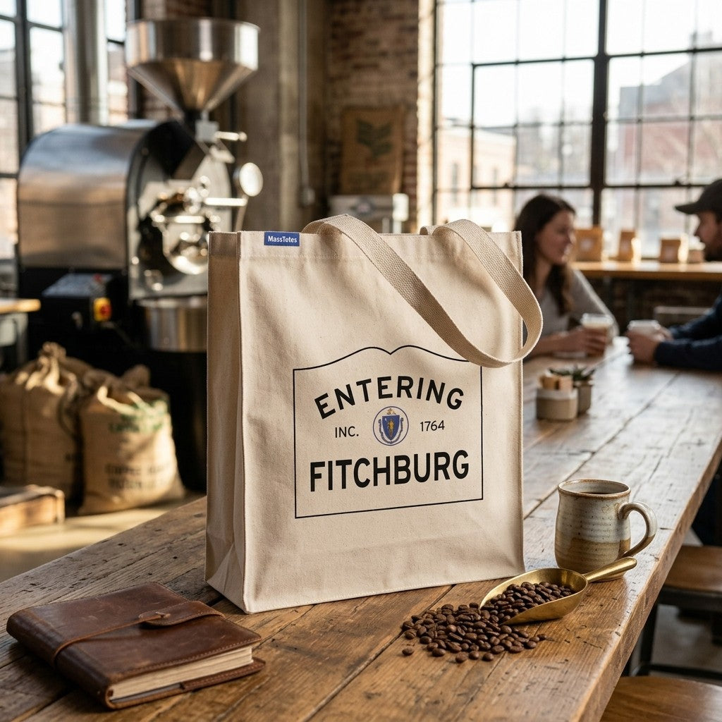Entering Fitchburg, Massachusetts Canvas Tote Bag - Everyday In-Situ View - Sunlit Environment