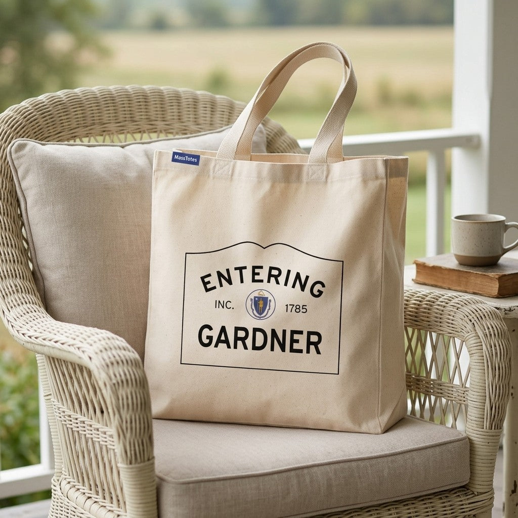 Entering Gardner, Massachusetts Canvas Tote Bag - Everyday In-Situ View - Sunlit Environment