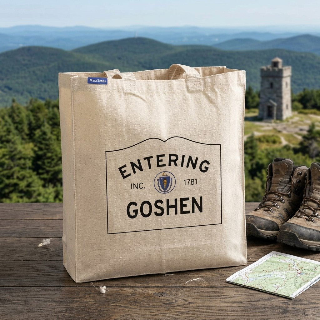 Entering Goshen, Massachusetts Canvas Tote Bag - Everyday In-Situ View - Sunlit Environment