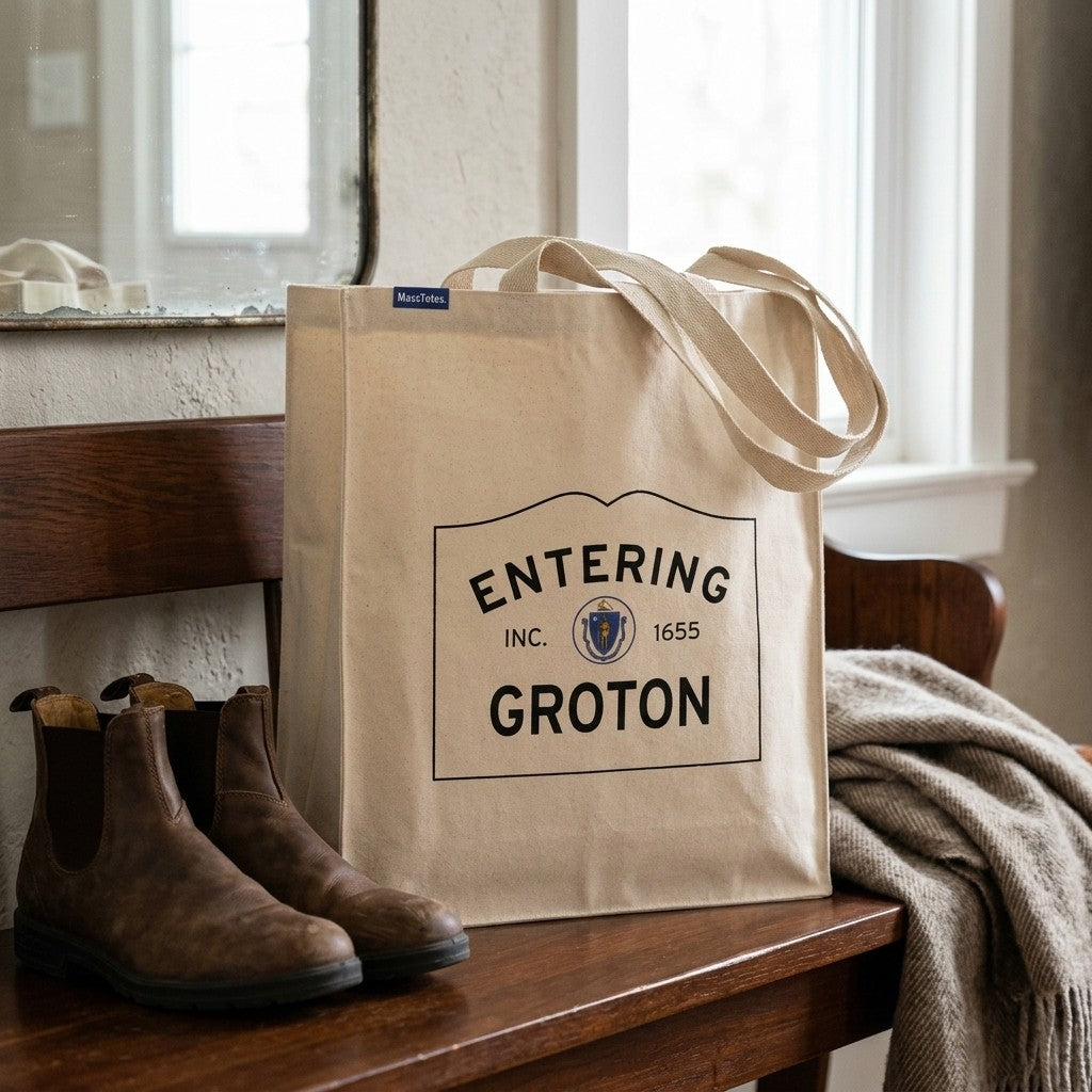 Entering Groton, Massachusetts Canvas Tote Bag - Everyday In-Situ View - Sunlit Environment