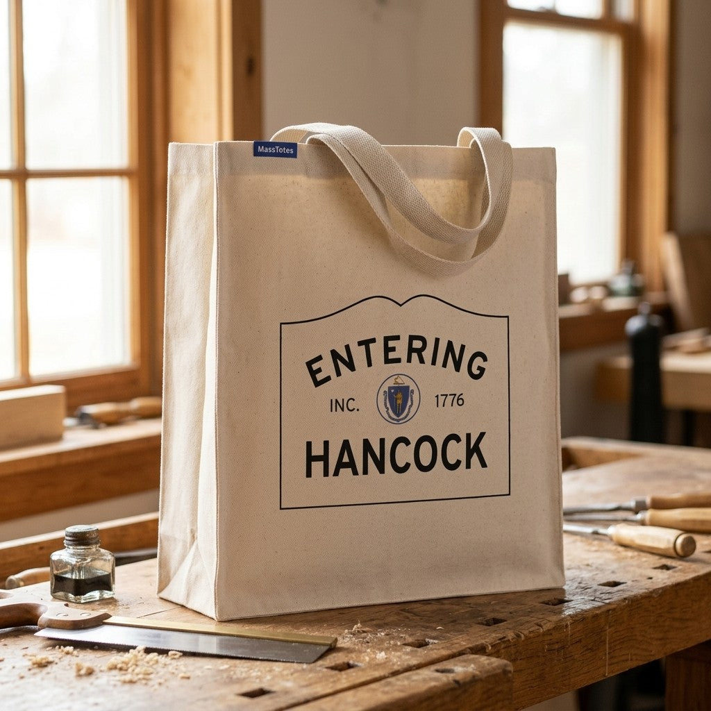 Entering Hancock, Massachusetts Canvas Tote Bag - Everyday In-Situ View - Sunlit Environment
