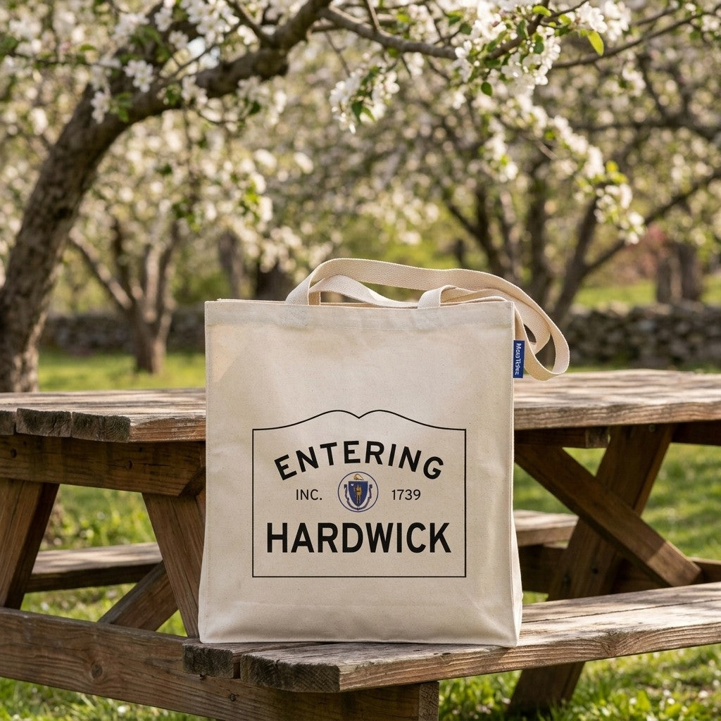 Entering Hardwick, Massachusetts Canvas Tote Bag - Everyday In-Situ View - Sunlit Environment