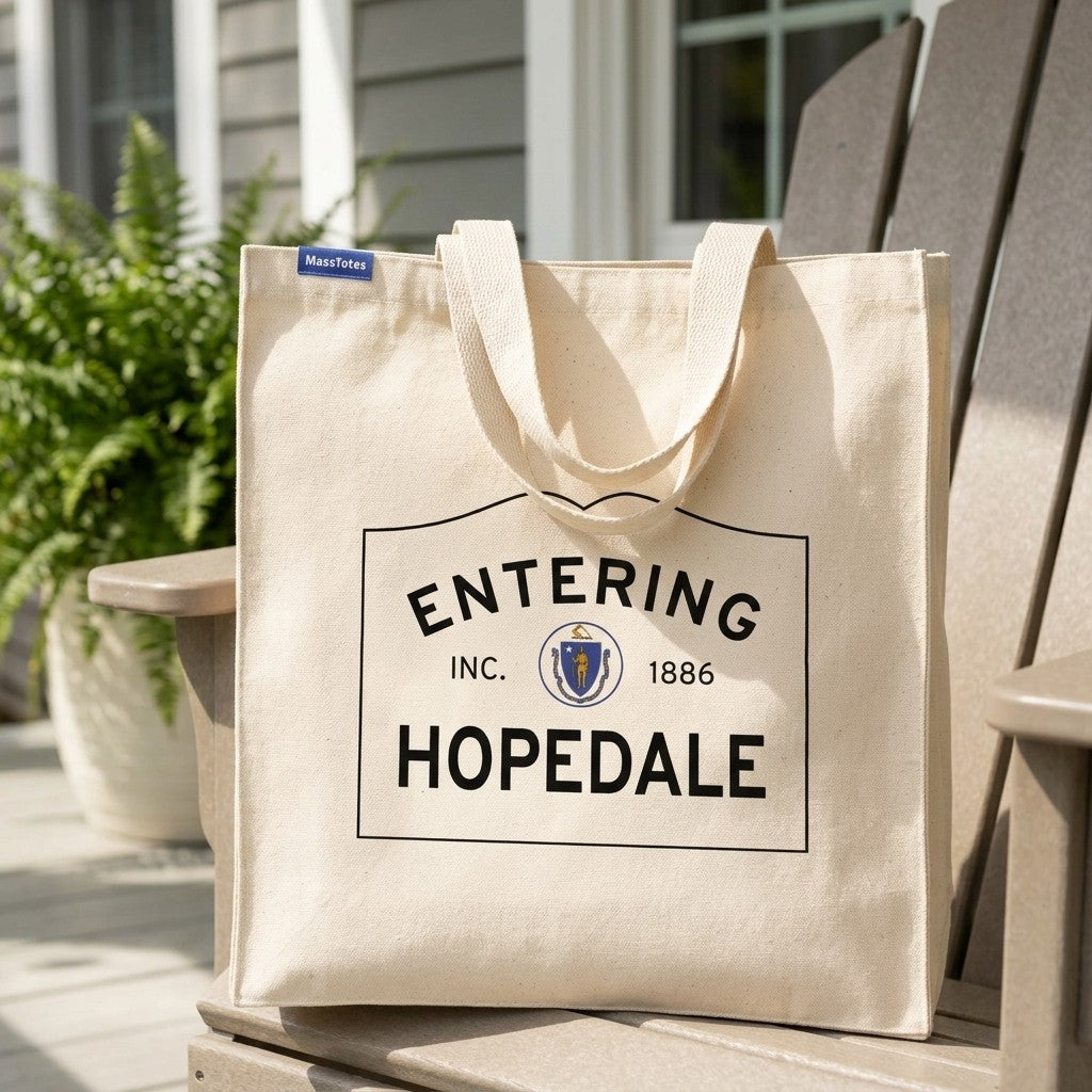 Entering Hopedale, Massachusetts Canvas Tote Bag - Everyday In-Situ View - Sunlit Environment