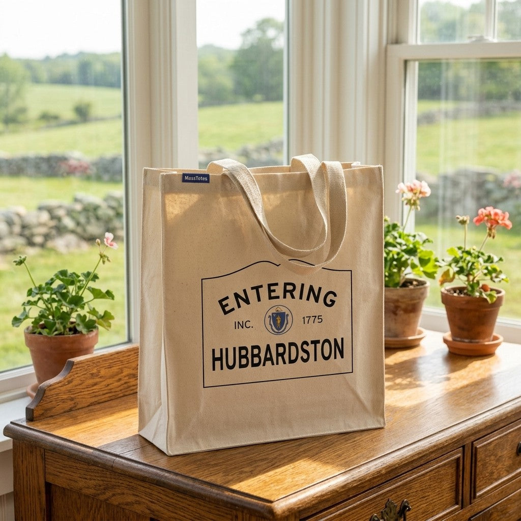 Entering Hubbardston, Massachusetts Canvas Tote Bag - Everyday In-Situ View - Sunlit Environment