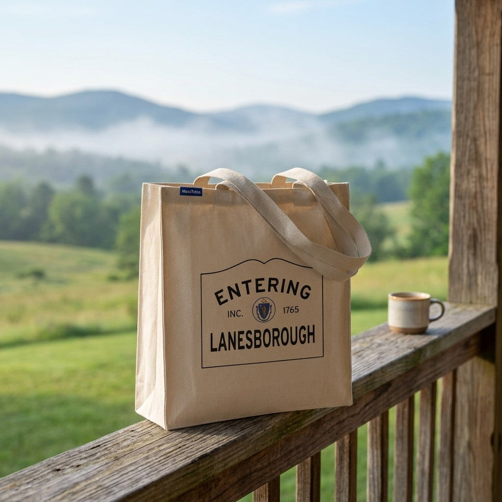 Entering Lanesborough, Massachusetts Canvas Tote Bag - Everyday In-Situ View - Sunlit Environment