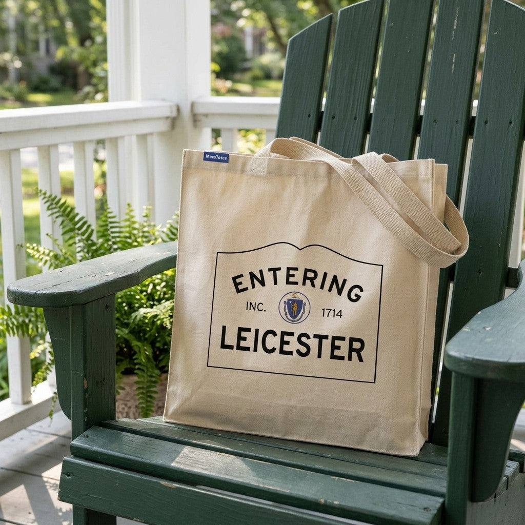 Entering Leicester, Massachusetts Canvas Tote Bag - Everyday In-Situ View - Sunlit Environment
