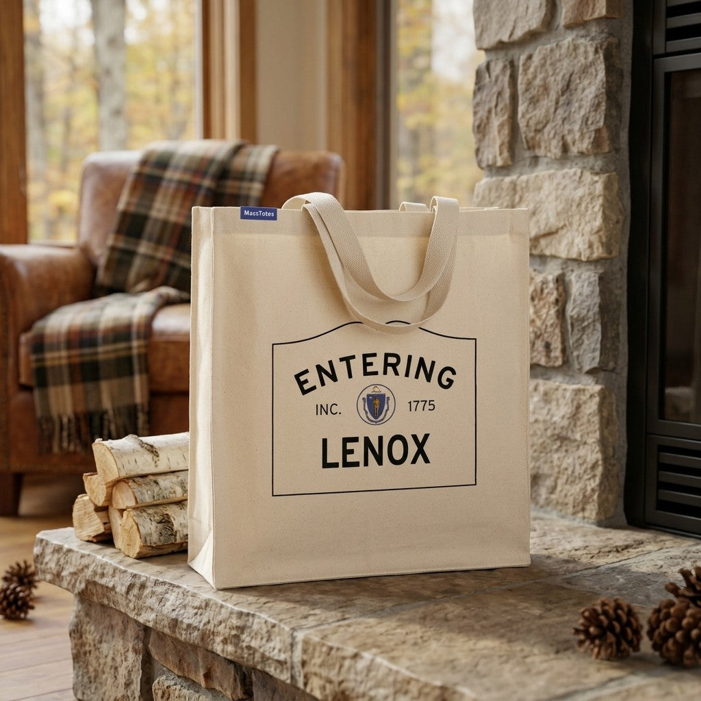 Entering Lenox, Massachusetts Canvas Tote Bag - Everyday In-Situ View - Sunlit Environment