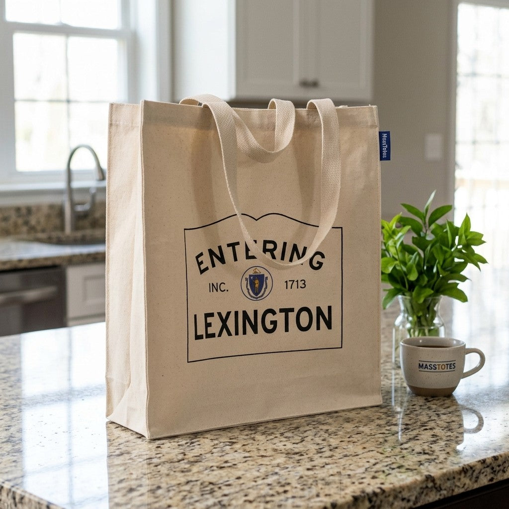 Entering Lexington, Massachusetts Canvas Tote Bag - Everyday In-Situ View - Sunlit Environment