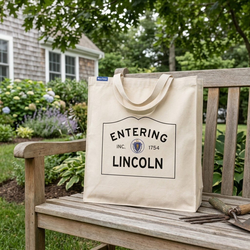 Entering Lincoln, Massachusetts Canvas Tote Bag - Everyday In-Situ View - Sunlit Environment
