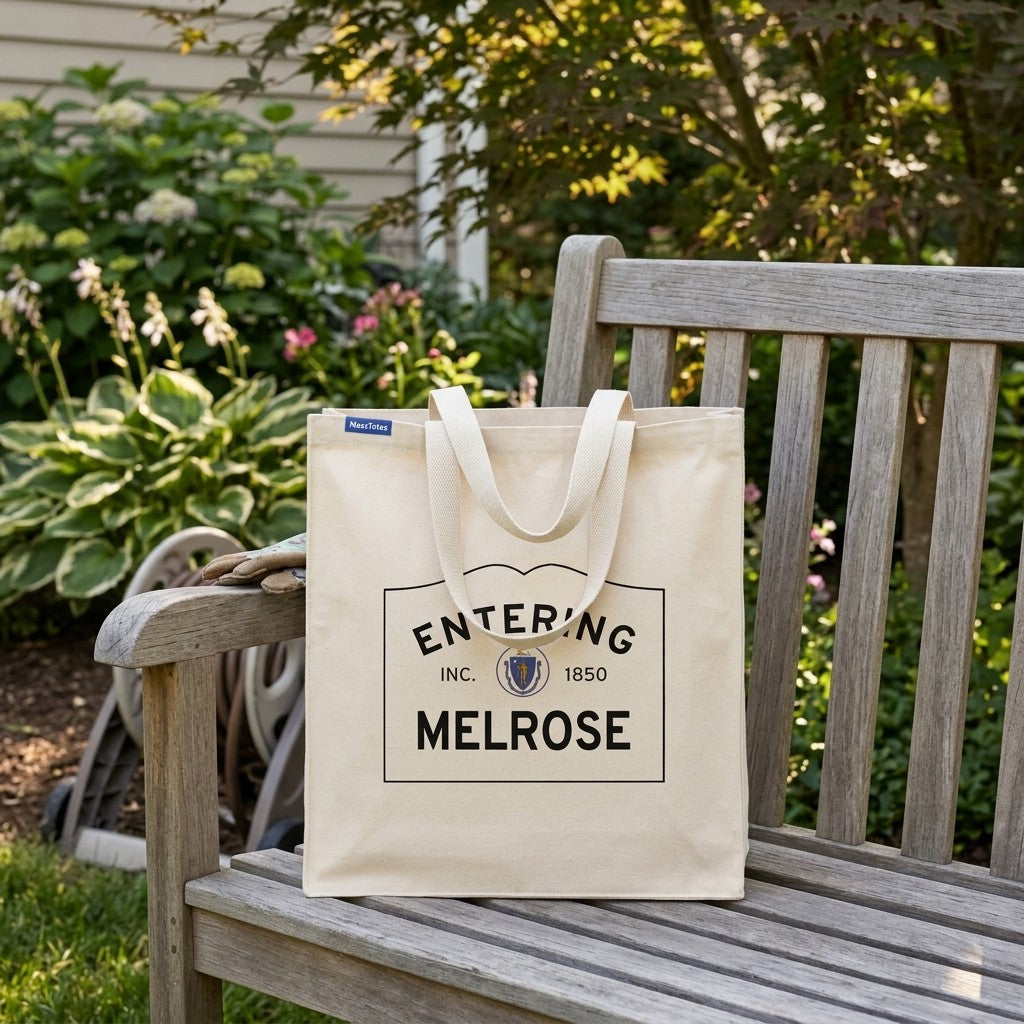 Entering Melrose, Massachusetts Canvas Tote Bag - Everyday In-Situ View - Sunlit Environment