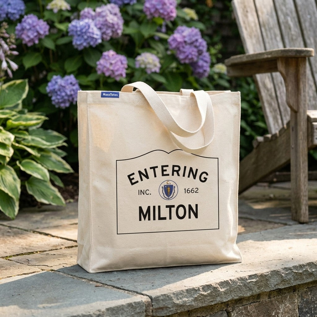 Entering Milton, Massachusetts Canvas Tote Bag - Everyday In-Situ View - Sunlit Environment