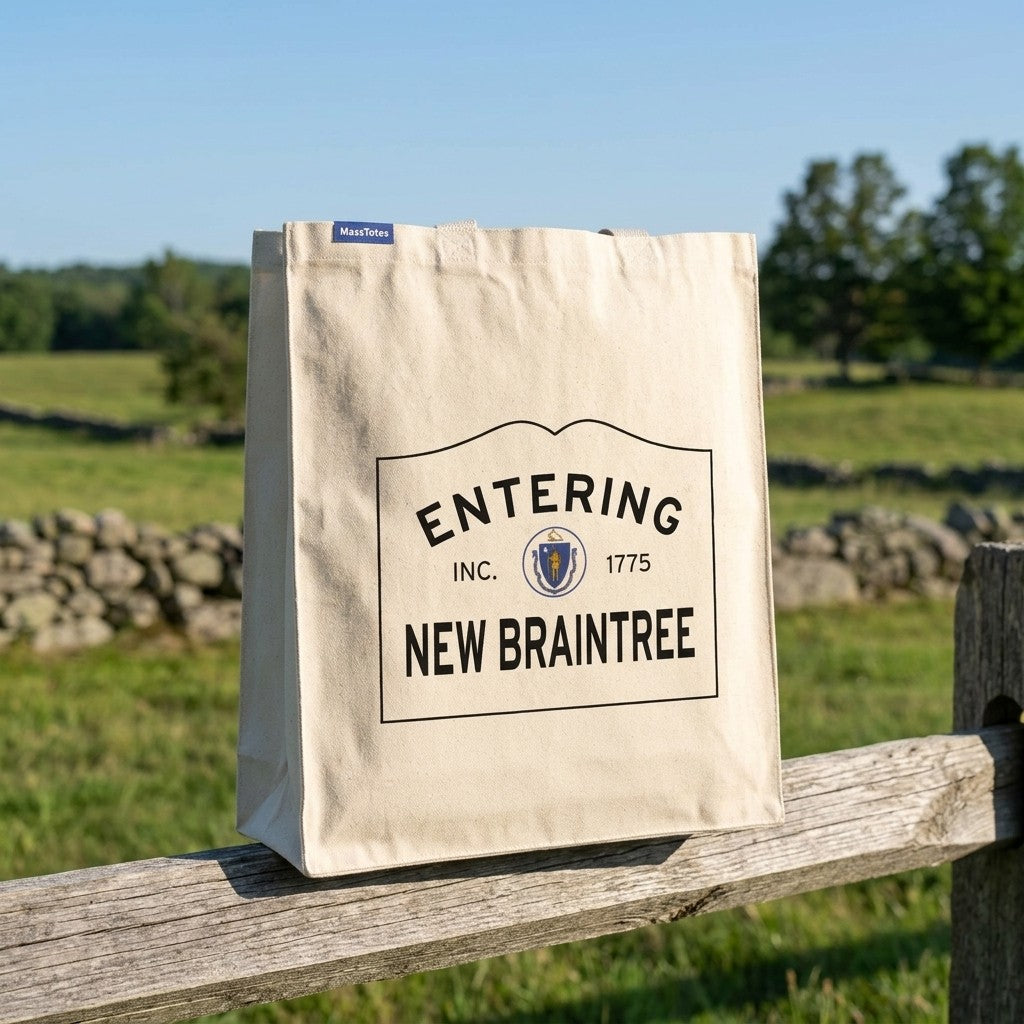 Entering New Braintree, Massachusetts Canvas Tote Bag - Everyday In-Situ View - Sunlit Environment