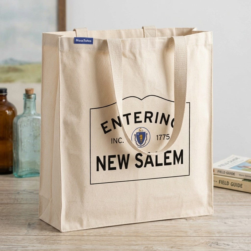 Entering New Salem, Massachusetts Canvas Tote Bag - Everyday In-Situ View - Sunlit Environment