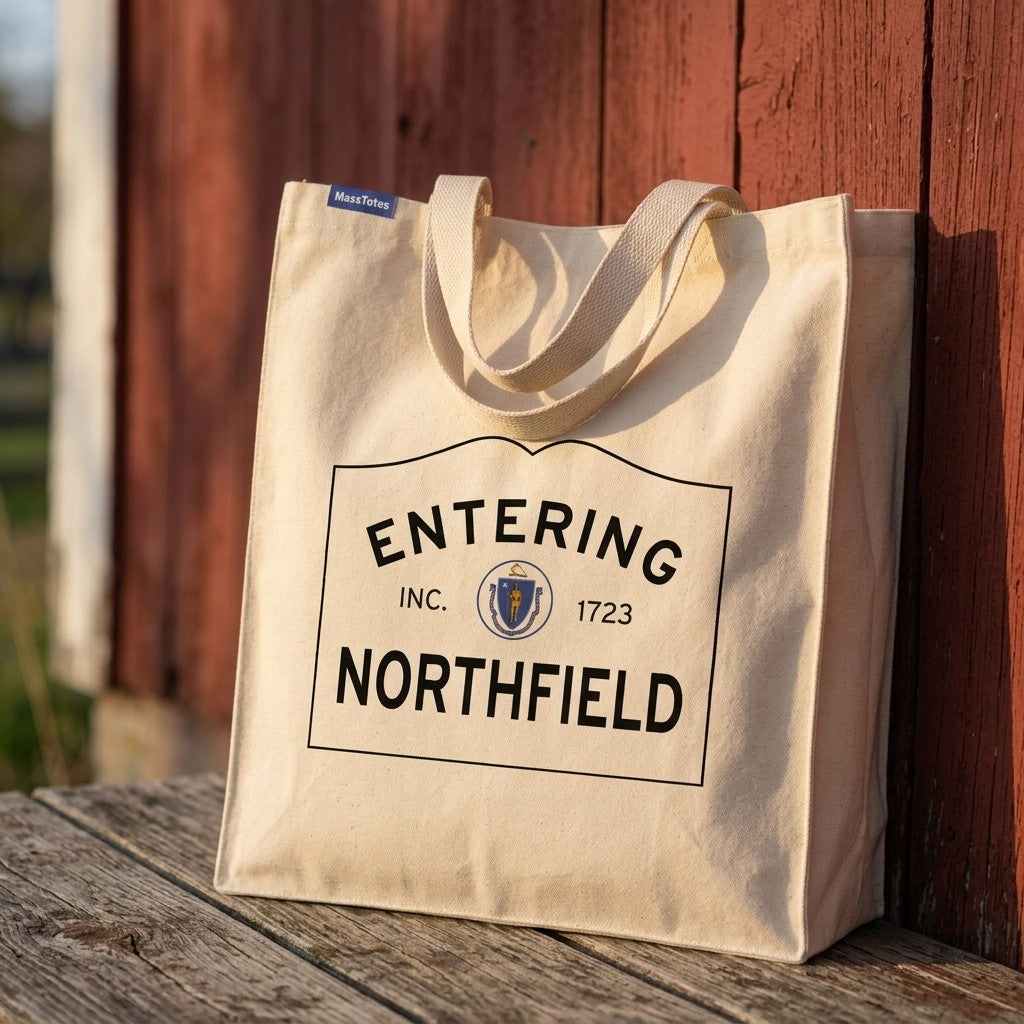 Entering Northfield, Massachusetts Canvas Tote Bag - Everyday In-Situ View - Sunlit Environment