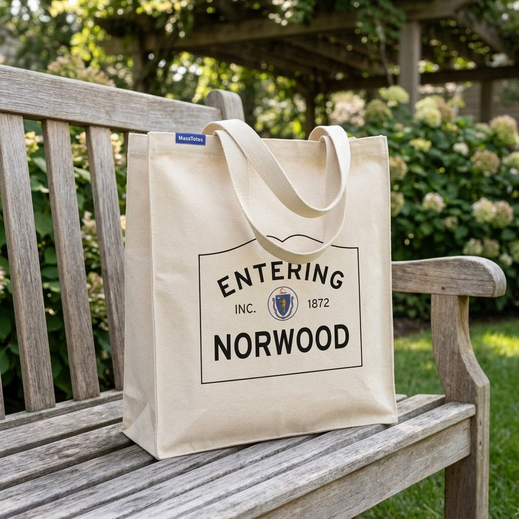 Entering Norwood, Massachusetts Canvas Tote Bag - Everyday In-Situ View - Sunlit Environment