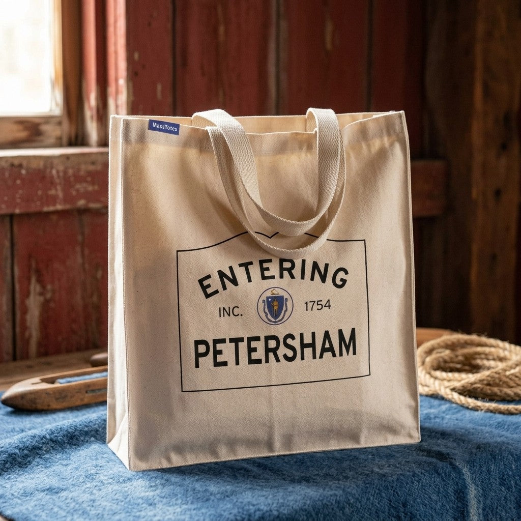 Entering Petersham, Massachusetts Canvas Tote Bag - Everyday In-Situ View - Sunlit Environment