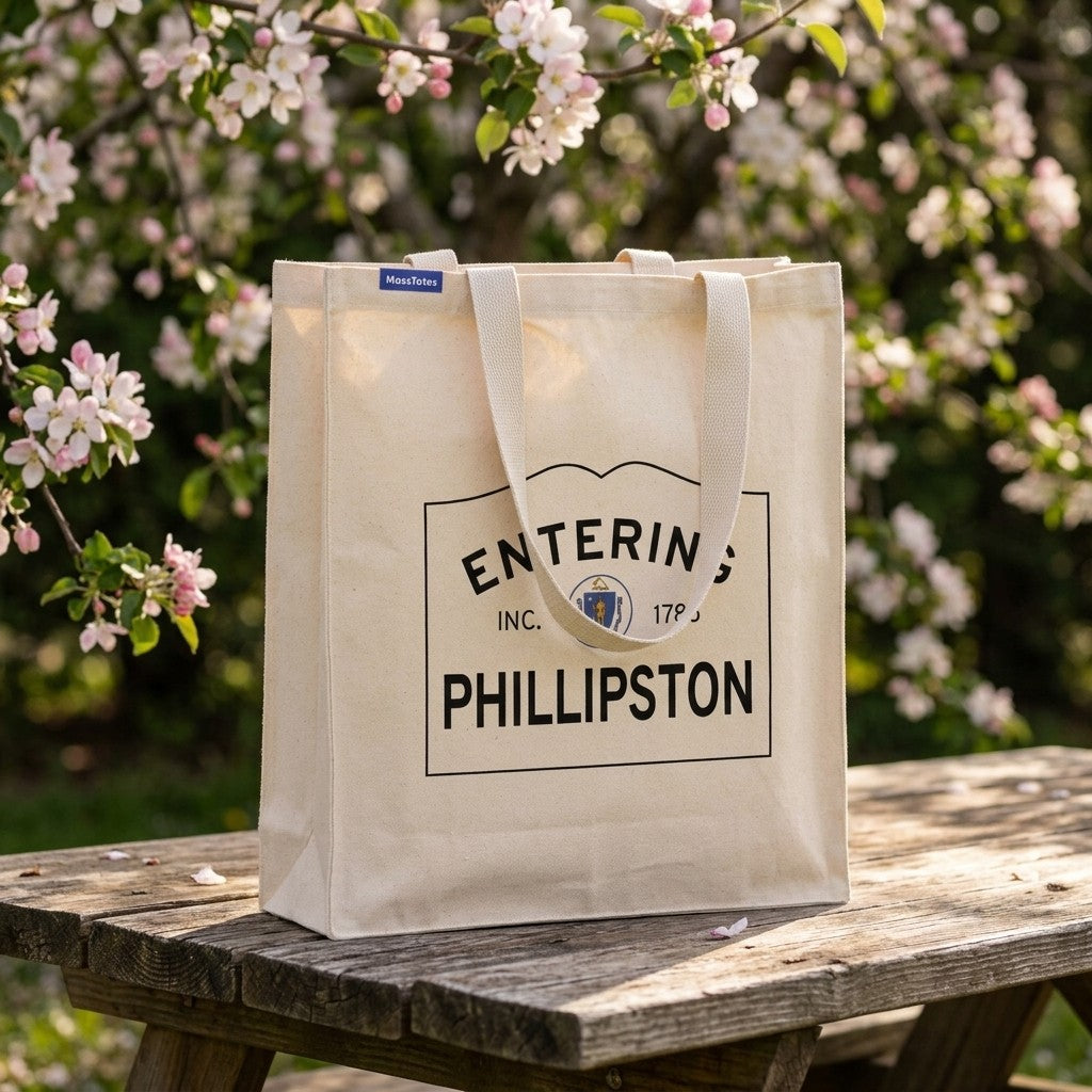 Entering Phillipston, Massachusetts Canvas Tote Bag - Everyday In-Situ View - Sunlit Environment