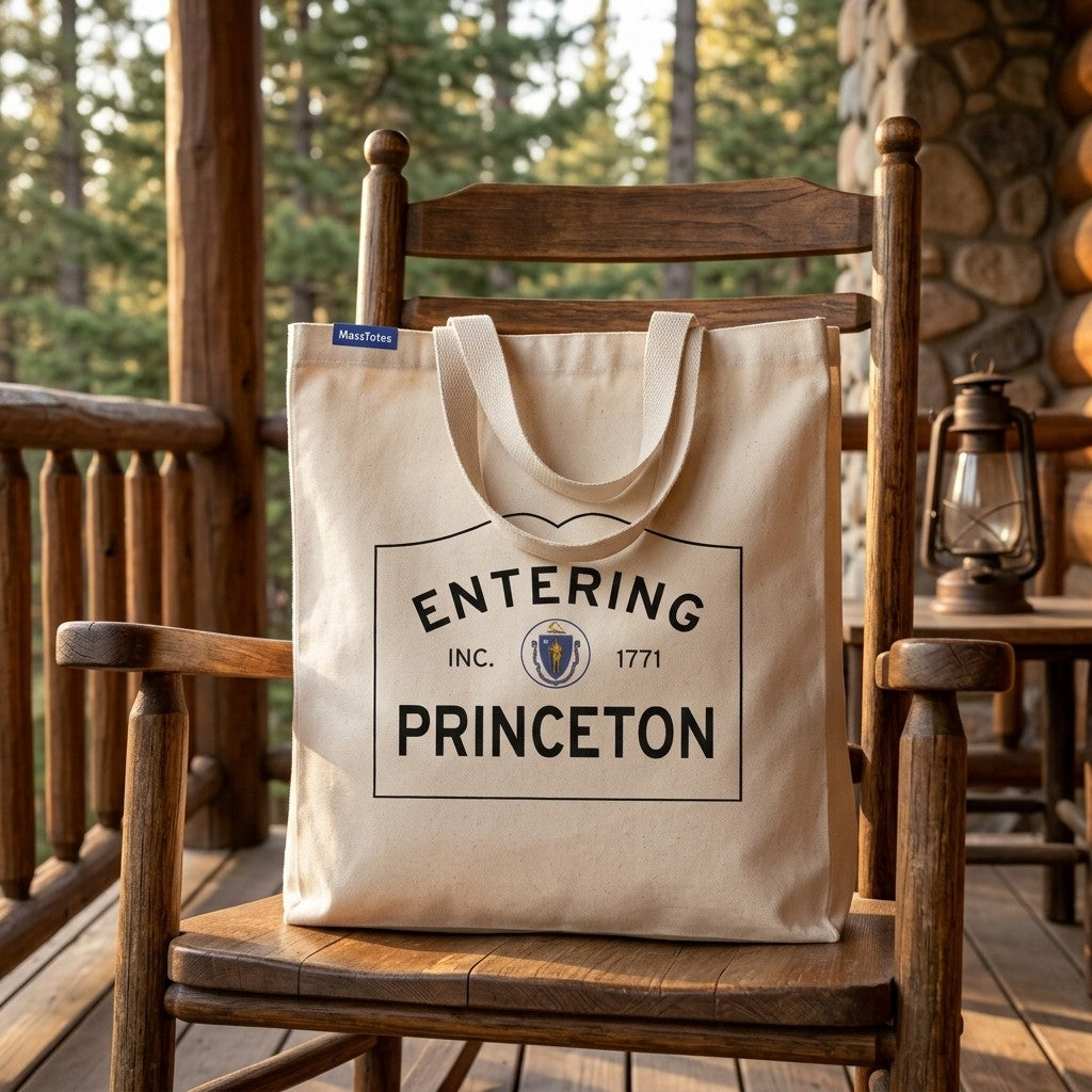 Entering Princeton, Massachusetts Canvas Tote Bag - Everyday In-Situ View - Sunlit Environment