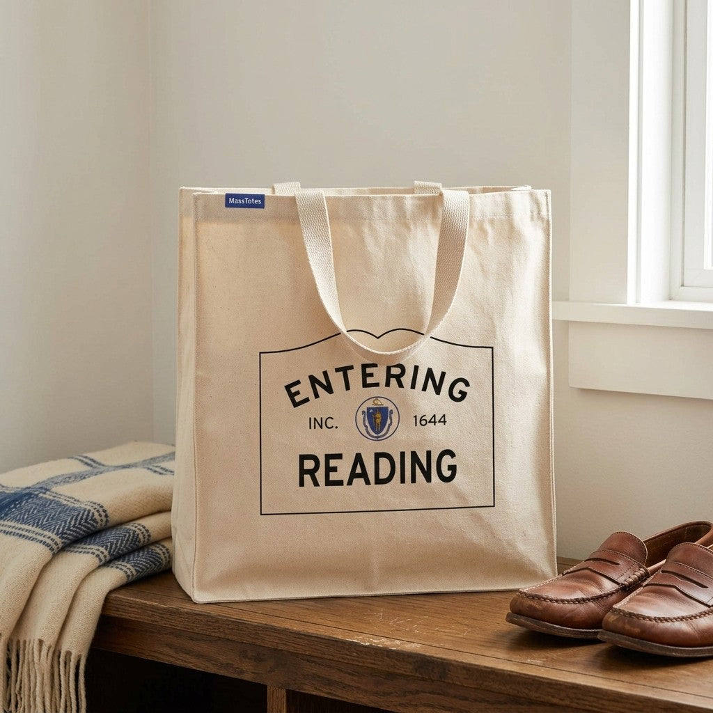 Entering Reading, Massachusetts Canvas Tote Bag - Everyday In-Situ View - Sunlit Environment