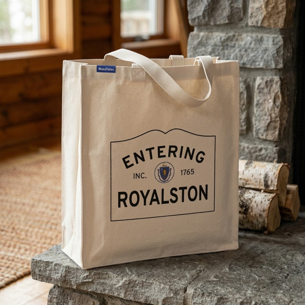 Entering Royalston, Massachusetts Canvas Tote Bag - Everyday In-Situ View - Sunlit Environment