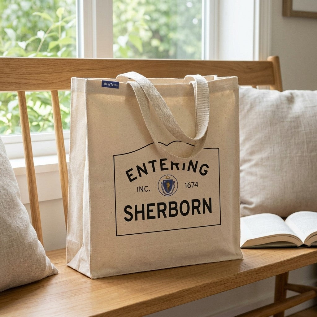 Entering Sherborn, Massachusetts Canvas Tote Bag - Everyday In-Situ View - Sunlit Environment