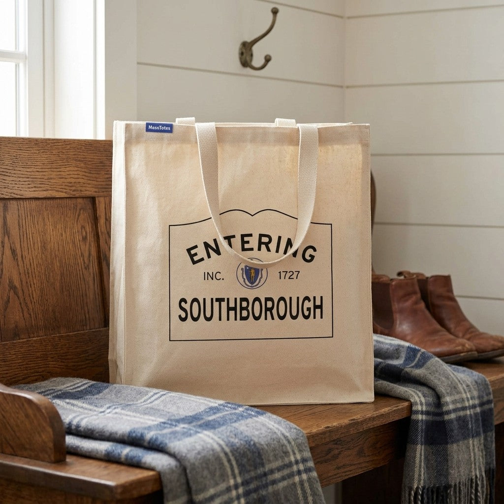 Entering Southborough, Massachusetts Canvas Tote Bag - Everyday In-Situ View - Sunlit Environment