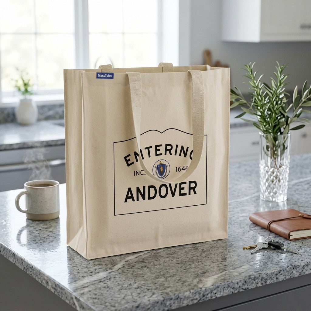 Entering Andover, Massachusetts Canvas Tote Bag - Outdoor In-Situ View - Scenic Atmosphere