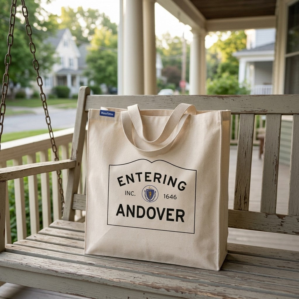 Entering Andover, Massachusetts Canvas Tote Bag - Everyday In-Situ View - Sunlit Environment