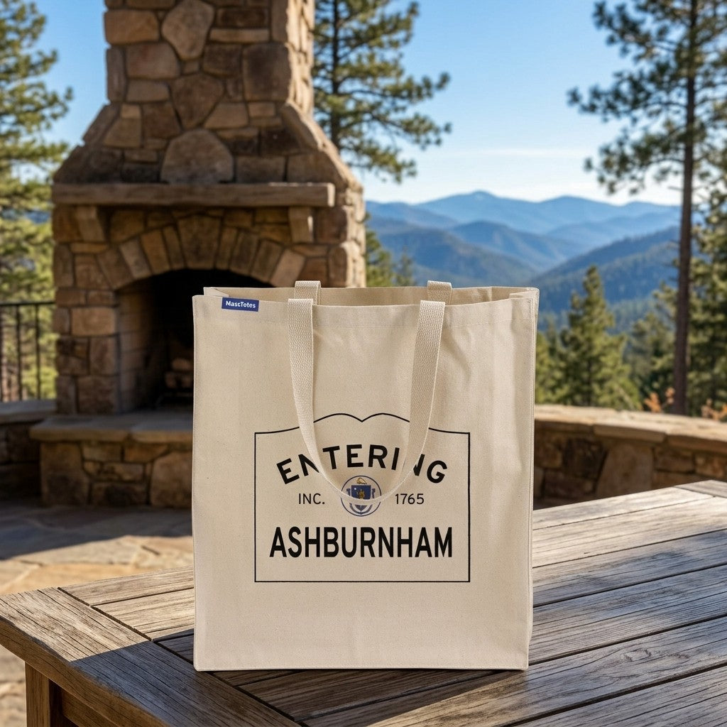 Entering Ashburnham, Massachusetts Canvas Tote Bag - Outdoor In-Situ View - Scenic Atmosphere
