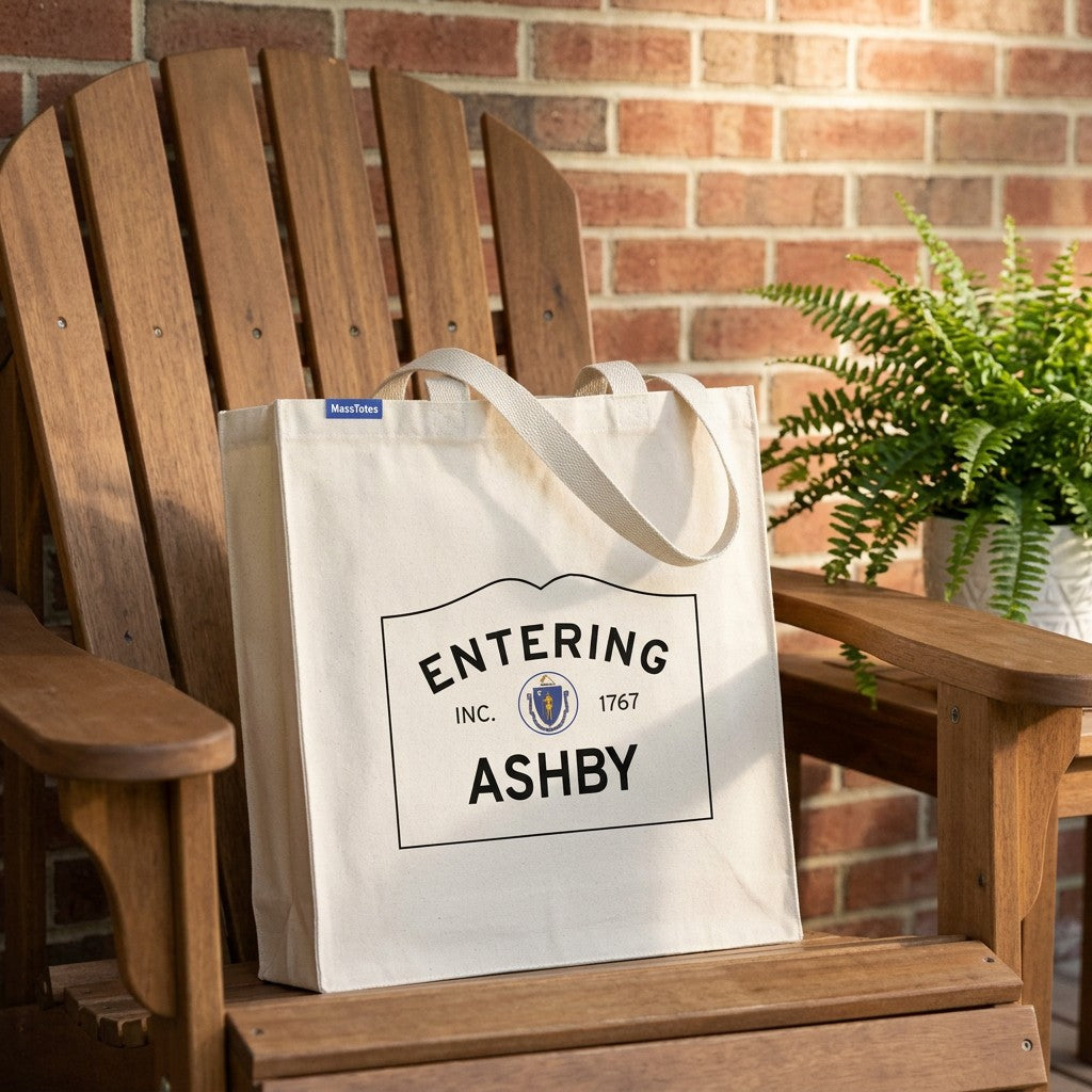 Entering Ashby, Massachusetts Canvas Tote Bag - Outdoor In-Situ View - Scenic Atmosphere