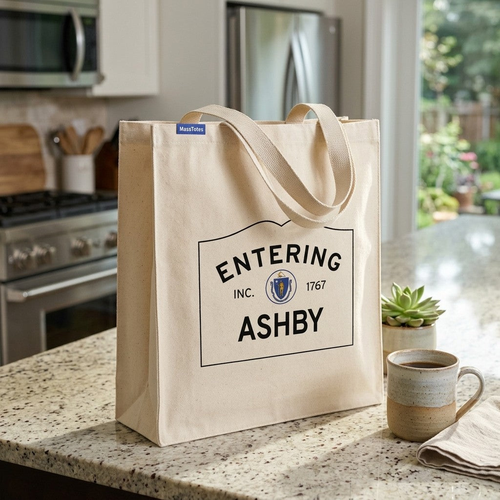Entering Ashby, Massachusetts Canvas Tote Bag - Everyday In-Situ View - Sunlit Environment