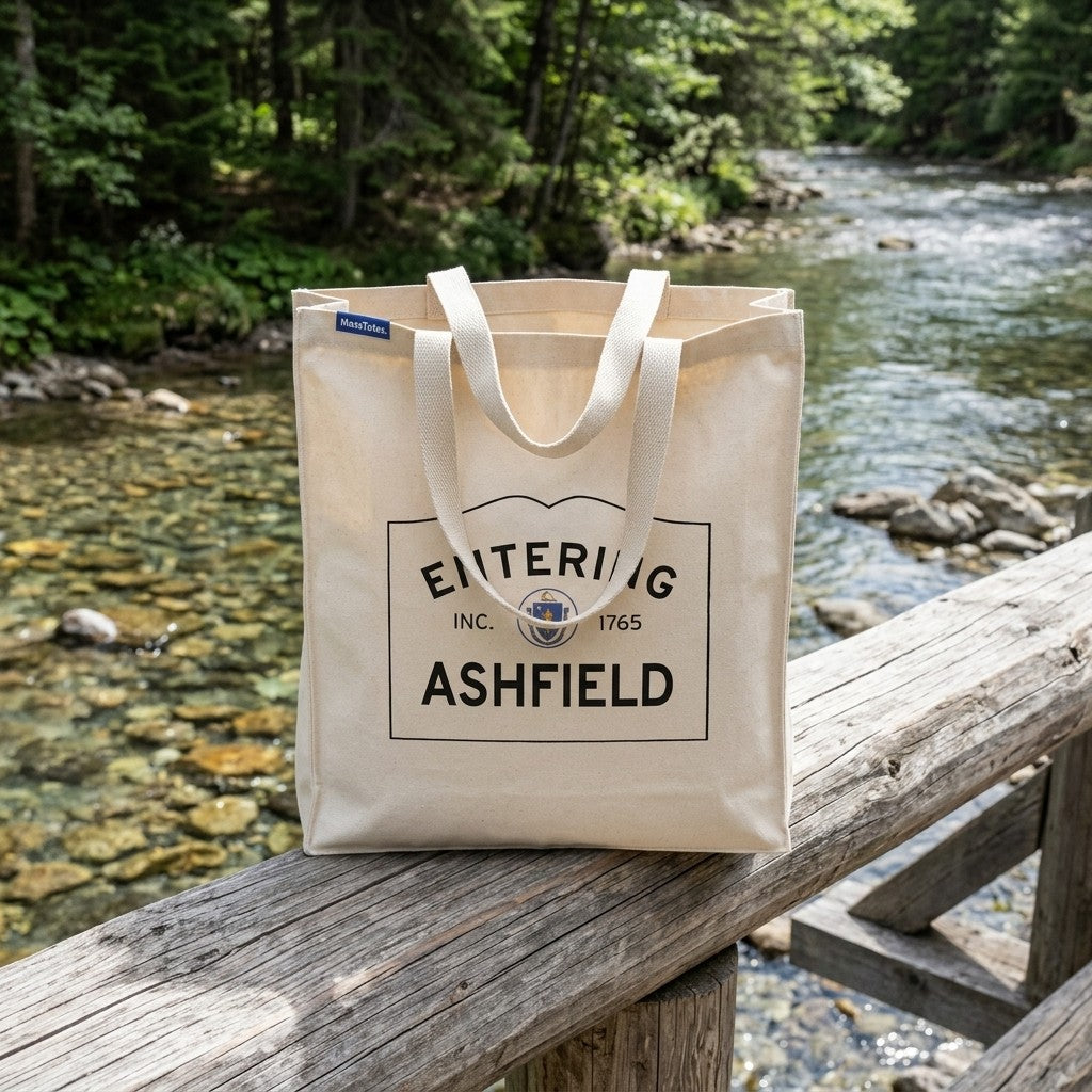 Entering Ashfield, Massachusetts Canvas Tote Bag - Outdoor In-Situ View - Scenic Atmosphere