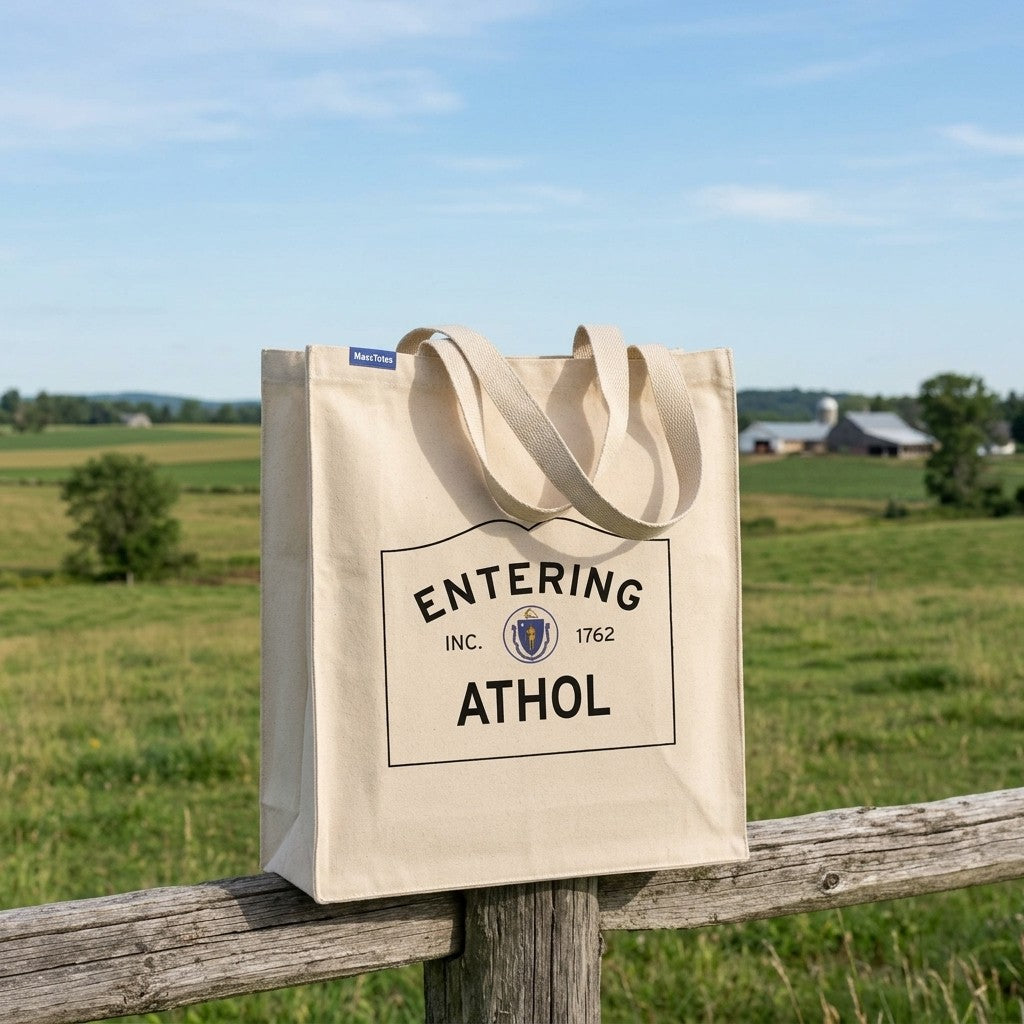 Entering Athol, Massachusetts Canvas Tote Bag - Outdoor In-Situ View - Scenic Atmosphere