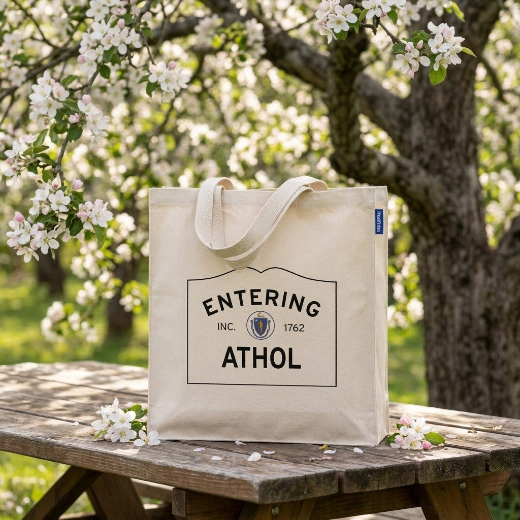 Entering Athol, Massachusetts Canvas Tote Bag - Everyday In-Situ View - Sunlit Environment