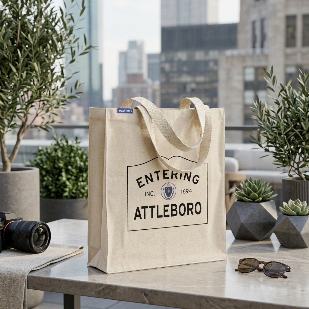 Entering Attleboro, Massachusetts Canvas Tote Bag - Outdoor In-Situ View - Scenic Atmosphere