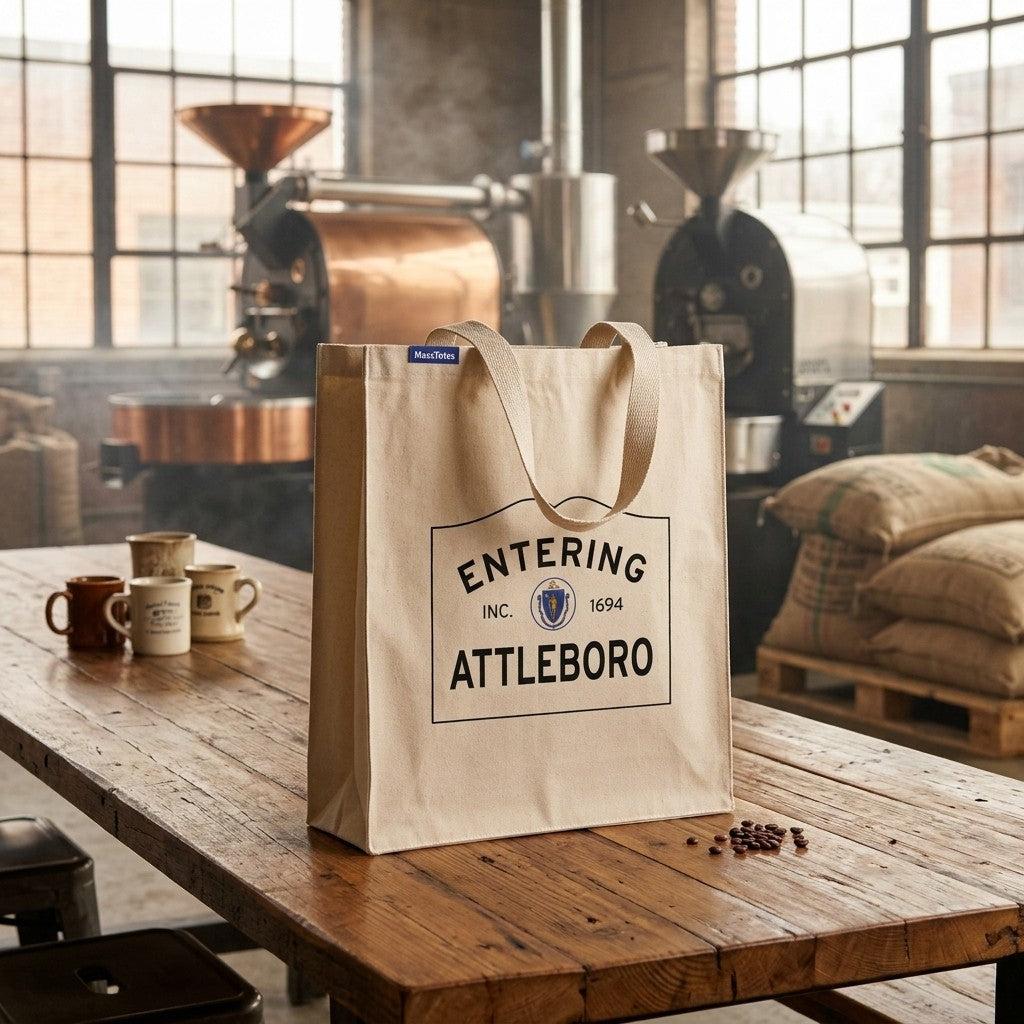Entering Attleboro, Massachusetts Canvas Tote Bag - Everyday In-Situ View - Sunlit Environment