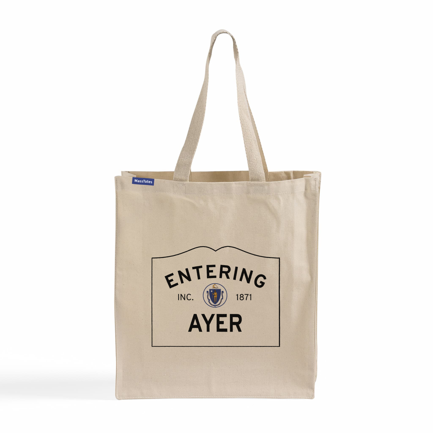 Entering Ayer, Massachusetts Canvas Tote Bag - Front View